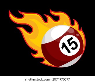 billiard ball fire flame 8 eight pool ball number fifteen 15