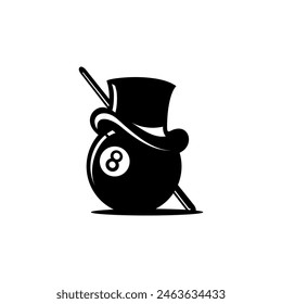 Billiard ball, hat and stick vector