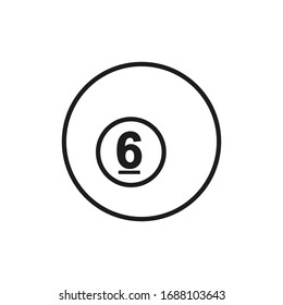 Billiard ball icon. 6 number ball symbol modern, simple, vector, icon for website design, mobile app, ui. Vector Illustration