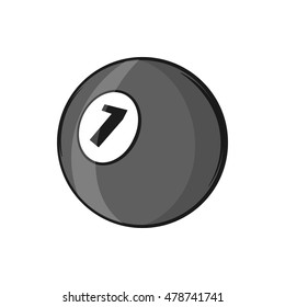 Billiard ball icon in black monochrome style isolated on white background. Sport symbol. Vector illustration