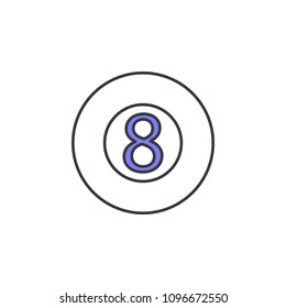 billiard ball icon. Element of web icon with one color for mobile concept and web apps. Thin line billiard ball icon can be used for web and mobile. Premium icon on white background