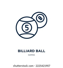 billiard ball icon from gaming collection. Thin linear billiard ball, ball, sport outline icon isolated on white background. Line vector billiard ball sign, symbol for web and mobile