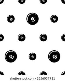 Billiard Ball Icon Seamless Pattern, Hard Ball Used In Cue Sports Vector Art Illustration