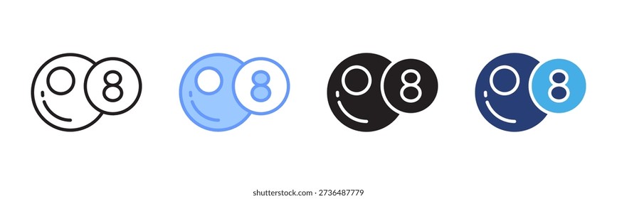 Billiard Ball icon set multiple style collection