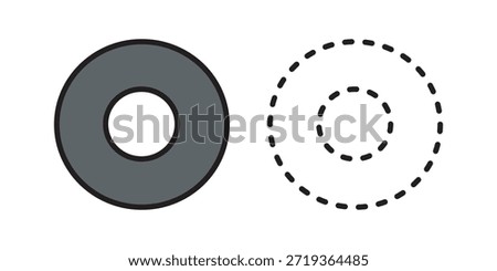 Billiard ball icon solid and dashed vector. Billiard or ring icon in solid and dashed variants. Minimal vector for game UI and infographics.
