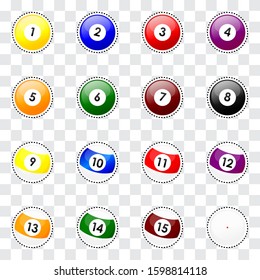 Billiard Ball Icon Sticker Set Pack