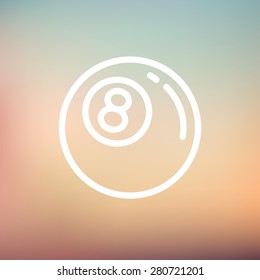 Billiard ball icon thin line for web and mobile, modern minimalistic flat design. Vector white icon on gradient mesh background.