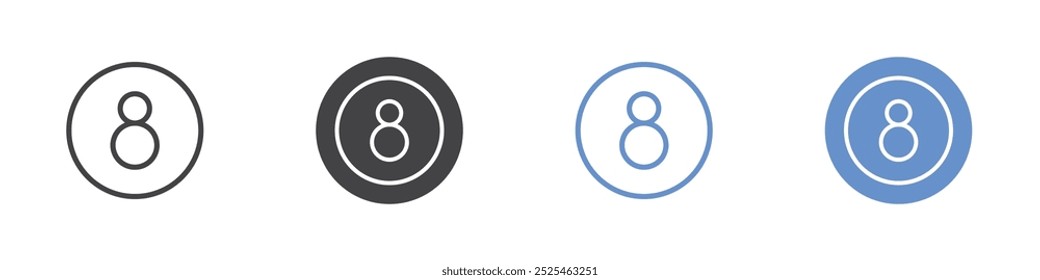 Billiard ball icon Thin outline art symbol