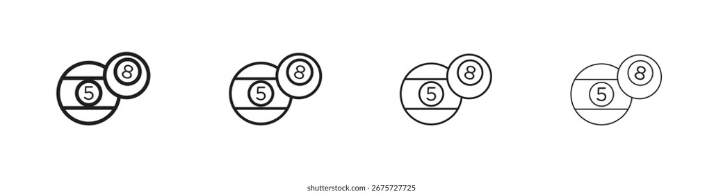 Ilustración vectorial del icono de la bola de billar, icono del diseño de la línea. Trazos editables.