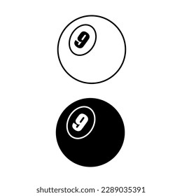 Billard Ball Symbol Vektorset. Billardillustrationszeichen. Snookersymbol oder -logo.