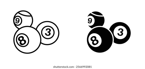 Billiard ball icons in outline and fill. vector illustration for ui.