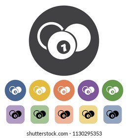 Billiard ball icons set. Vector illustration.