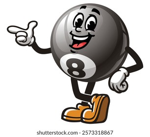 Billiard Ball with idea,          Cartoon Character Mascot Illustration Vector Clip-art Hand-drawn Logo Design