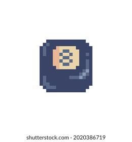 Billiard ball isolated vector illustration. Board game billiards pixel art 80s style icon. Design logo, sticker, app. Game assets 8-bit sprite.