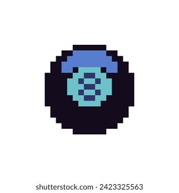 Billiard ball isolated vector illustration. Board game billiards pixel art 80s style icon. Design logo, sticker, app. Game assets 8-bit sprite.