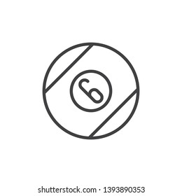 Billiard ball line icon. linear style sign for mobile concept and web design. Pool ball number 6 outline vector icon. Symbol, logo illustration. Pixel perfect vector graphics