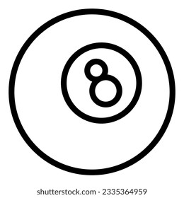 Icono de la línea de bola de Billiard. Ilustración vectorial de bola de billar aislada en blanco. Diseño de estilo de esquema de juego, diseñado para web y aplicación. Eps 10
