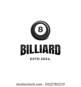 Diseño del logo de la bola de Billiard sobre fondo aislado