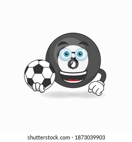 The Billiard ball mascot character becomes a soccer player. vector illustration