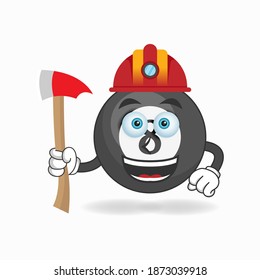 The Billiard ball mascot character becomes a firefighter. vector illustration