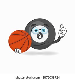 The Billiard ball mascot character becomes a basketball player. vector illustration