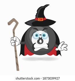 The Billiard ball mascot character becomes a magician. vector illustration