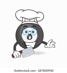 The Billiard ball mascot character becomes a chef. vector illustration