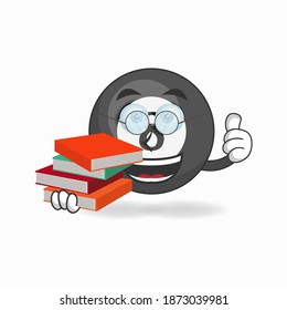 The Billiard ball mascot character becomes a librarian. vector illustration