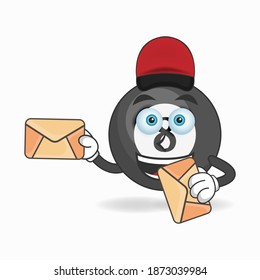 The Billiard ball mascot character becomes a mail deliverer. vector illustration