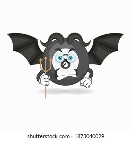 The Billiard ball mascot character becomes a devil. vector illustration