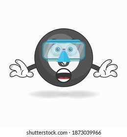 The Billiard ball mascot character is diving. vector illustration