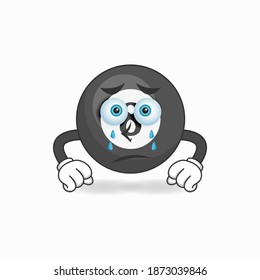 Billiard ball mascot character with sad expression. vector illustration