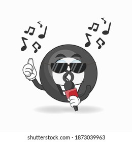 The Billiard ball mascot character is singing. vector illustration
