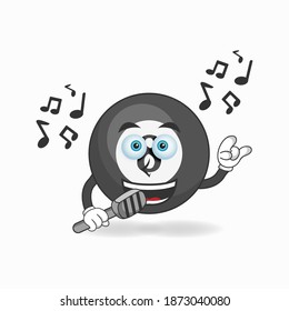The Billiard ball mascot character is singing. vector illustration