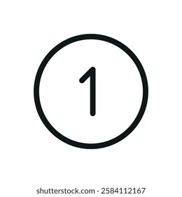 Billiard ball number 1 line icon, ball number one vector symbol with editable stroke
