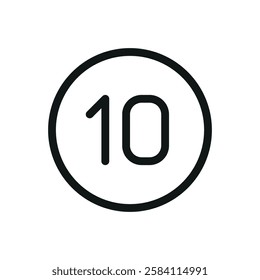 Billiard ball number 10 line icon, ball number ten vector symbol with editable stroke