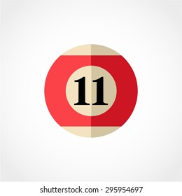 billiard ball number 11 Icon Isolated on White Background