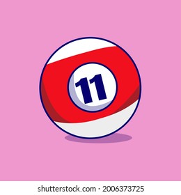 Billiard ball number 11 Vector, illustration of a Billiard Ball Icon
