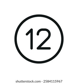 Billiard ball number 12 line icon, ball number twelve vector symbol with editable stroke