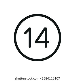 Billiard ball number 14 line icon, ball number fourteen vector symbol with editable stroke