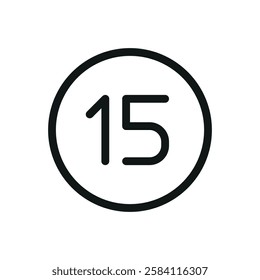 Billiard ball number 15 line icon, ball number fifteen vector symbol with editable stroke