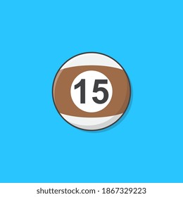 Billiard Ball Number 15 Vector Icon Illustration. Ball For Pool Or Snooker Game Flat Icon