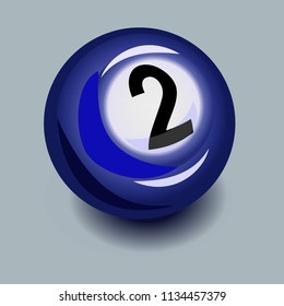 Billiard ball number 2 vector illustration