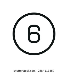 Billiard ball number 6 line icon, ball number six vector symbol with editable stroke