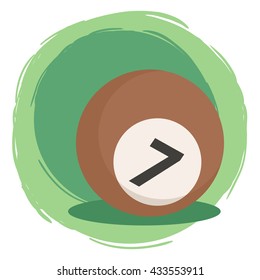 Billiard Ball Number 7 Brown. Vector illustration of brown billiards ball number seven isolated on green white background. 