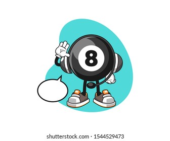 Billiard ball number 8 costumer cervices cartoon. Mascot Character vector.