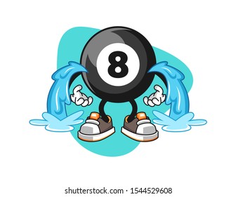 Billiard ball number 8 cry cartoon. Mascot Character vector.