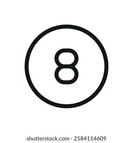 Billiard ball number 8 line icon, ball number eight vector symbol with editable stroke