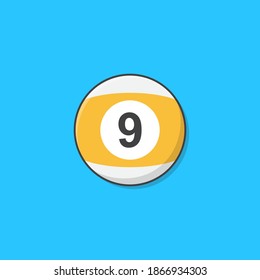 Billiard Ball Number 9 Vector Icon Illustration. Ball For Pool Or Snooker Game Flat Icon