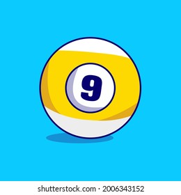 Billiard ball number 9 Vector, illustration of a Billiard Ball Icon - isolated vector illustration of Billiard Ball